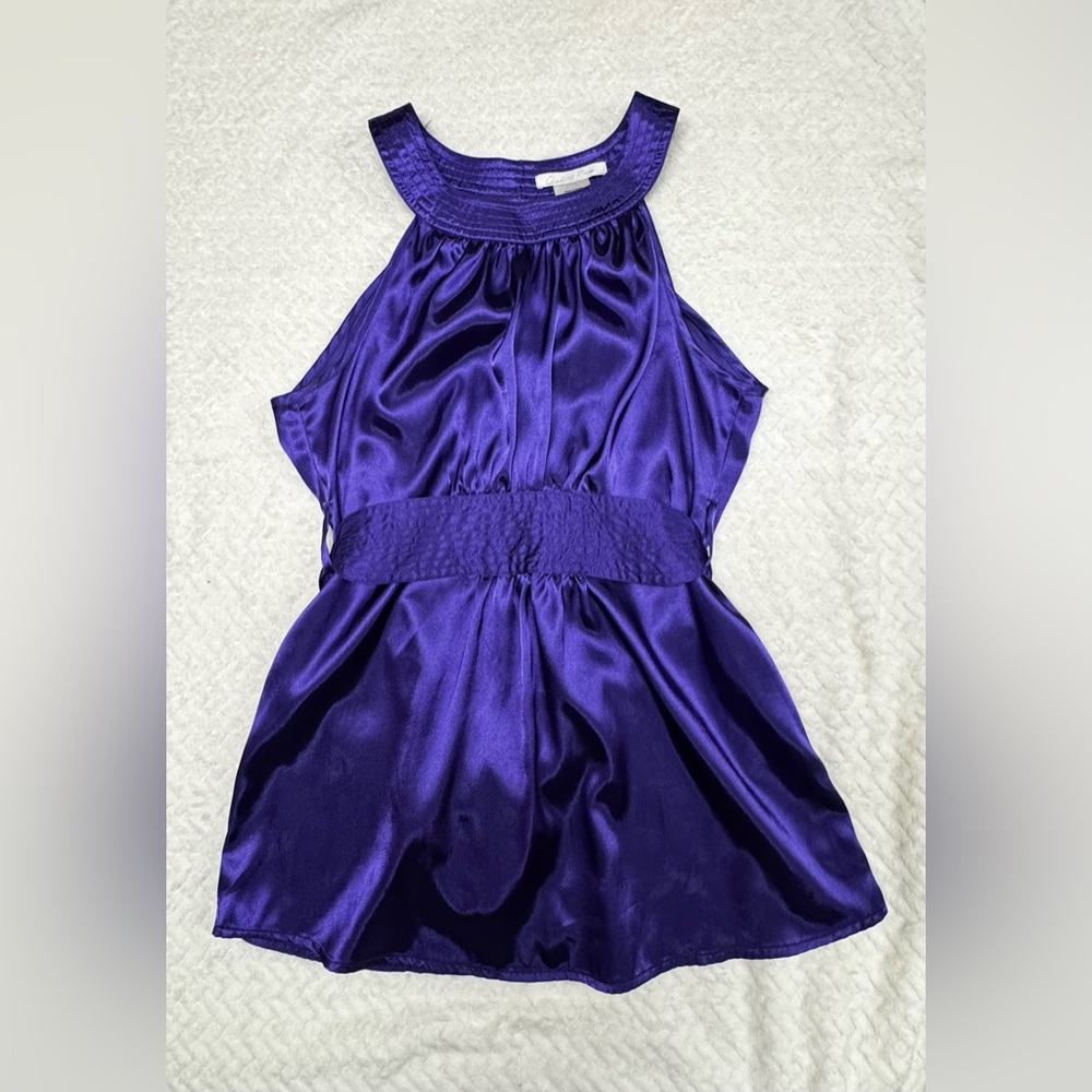 Charlotte Russe Y2K Royal Purple Satin Halter “Going Out” Top Sz Small Like New